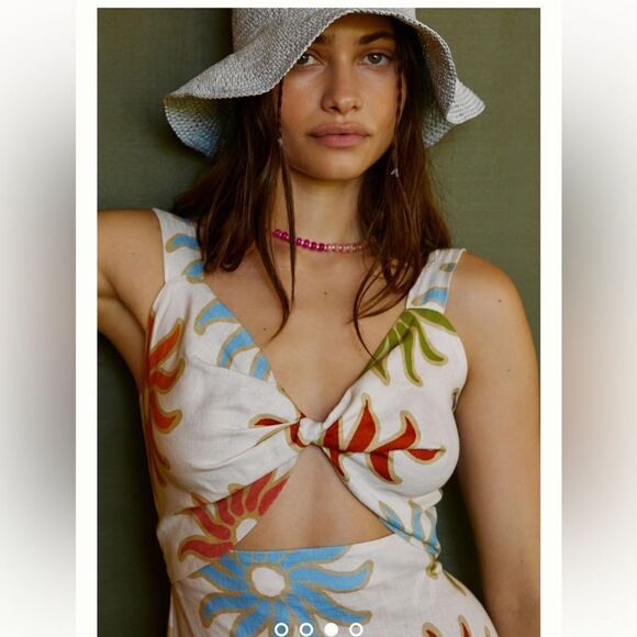 Anthropologie Cala de la Cruz Lizzie Linen Cutout Dress  NWT - Picture 3 of 13